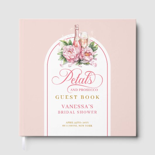 Elegant blush and gold bridal shower guest book gästebuch (Vorderseite)