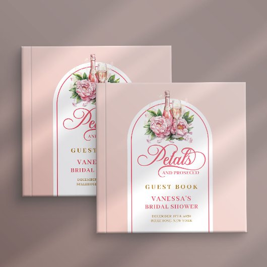Elegant blush and gold bridal shower guest book  gästebuch