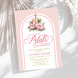 Elegant blush and gold invite petals and prosecco einladung