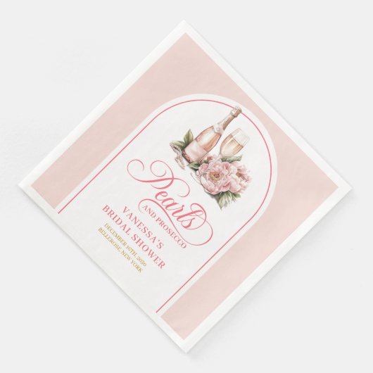 Elegant Blush and Gold Pearls Bridal Shower Napkin Serviette (Ecke)