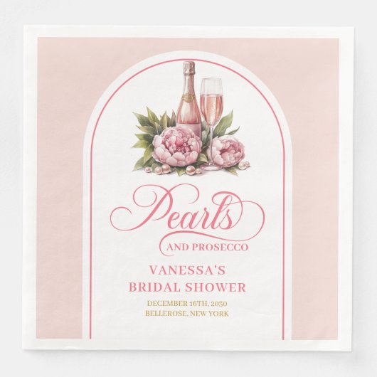 Elegant Blush and Gold Pearls Shower Napkins Serviette (Vorderseite)