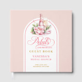 Elegant blush and gold petals prosecco sign book gästebuch (Vorderseite)