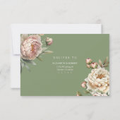 Elegant Blush and Sage Green Peonies RSVP Card Karte (Rückseite)
