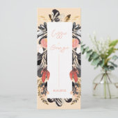 Elegant Blush & Black Floral Wedding Program Card Einladung (Stehend Vorderseite)