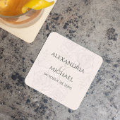 Elegant Blush Bloral Calligraphy Script Ampersand Rechteckiger Pappuntersetzer