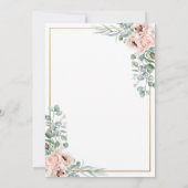 Elegant Blush Bloral Eukalyptus Geometric Gold Einladung (Rückseite)