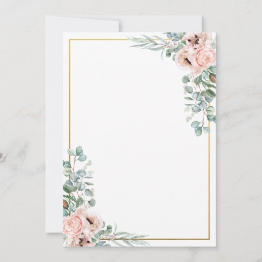 Elegant Blush Bloral Eukalyptus Geometric Gold Einladung (Rückseite)