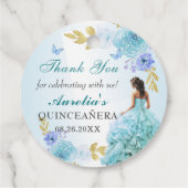 Elegant Blush Blue Floral Quinceñera Geburtstag Geschenkanhänger (Rückseite)