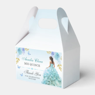 Elegant Blush Blue Floral Quinceñera Geburtstag Geschenkschachtel