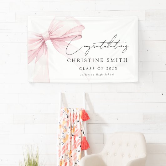 Elegant Blush Bow Text Congratulations Banner (Insitu)
