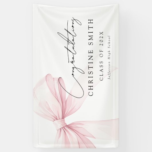 Elegant Blush Bow Text Congratulations Banner (Vertikal)