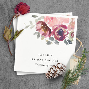 ELEGANT BLUSH BURGUNDDY FLORAL BUNCH BRAUTPARTY SERVIETTE