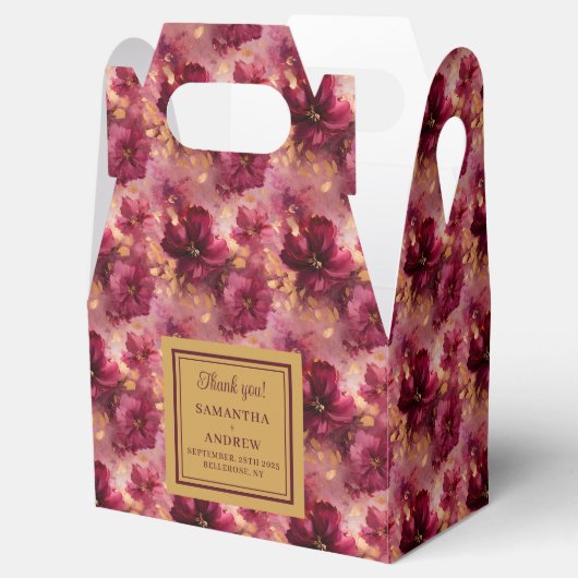 Elegant Blush Burgundy Gold Wedding Danke Box Geschenkschachtel (Geöffnet)