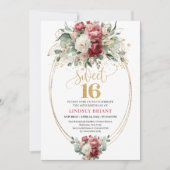 Elegant Blush Burgundy Greenery Sweet 16 Birthday  Einladung (Vorderseite)