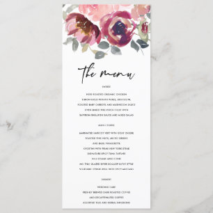 ELEGANT BLUSH BURGUNDY WATERCOLOR BLUSH BURGUNDY B MENÜKARTE