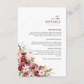 Elegant Blush & Burgundy Wedding Information Card Begleitkarte (Vorderseite)