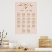 Elegant Blush Calligraphy Wedding Seating Chart Poster (Küche)