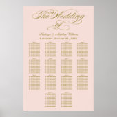 Elegant Blush Calligraphy Wedding Seating Chart Poster (Vorne)