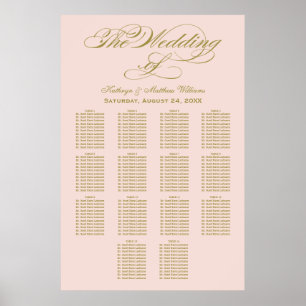 Elegant Blush Calligraphy Wedding Seating Chart Poster
