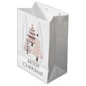 Elegant Blush Christmas Tree Large Gift Bag Mittlere Geschenktüte (Vorderseite Schrägansicht)