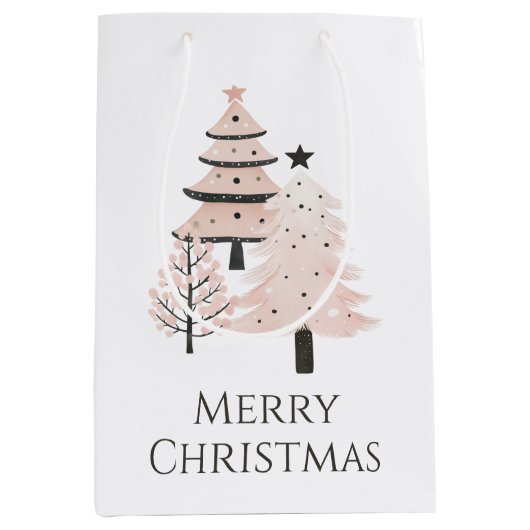 Elegant Blush Christmas Tree Large Gift Bag Mittlere Geschenktüte (Vorderseite)