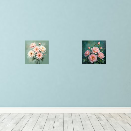 Elegant Blush Chrysanthemum Art Bilderwand Sets (Holzboden)