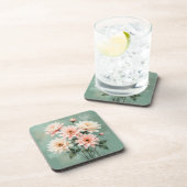 Elegant Blush Chrysanthemum Art Getränkeuntersetzer (Rechte Seite)
