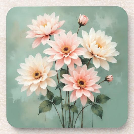 Elegant Blush Chrysanthemum Art Getränkeuntersetzer (Vorderseite)