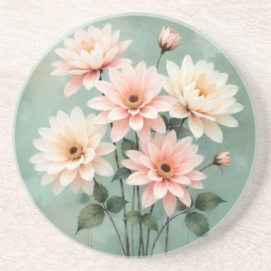 Elegant Blush Chrysanthemum Art Getränkeuntersetzer (Vorne)