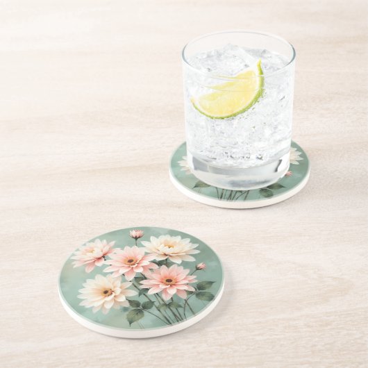 Elegant Blush Chrysanthemum Art Getränkeuntersetzer (Seite)