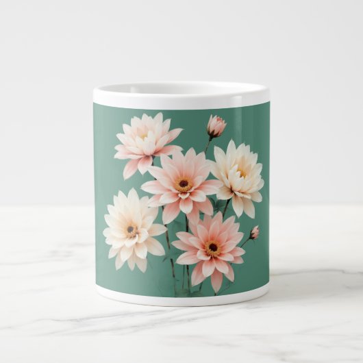 Elegant Blush Chrysanthemum Art Jumbo-Tasse (Vorderseite)