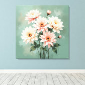 Elegant Blush Chrysanthemum Art Leinwanddruck (Insitu (Holzboden))