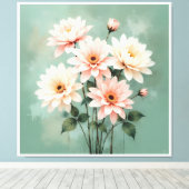 Elegant Blush Chrysanthemum Art Leinwanddruck (Insitu (Holzboden))