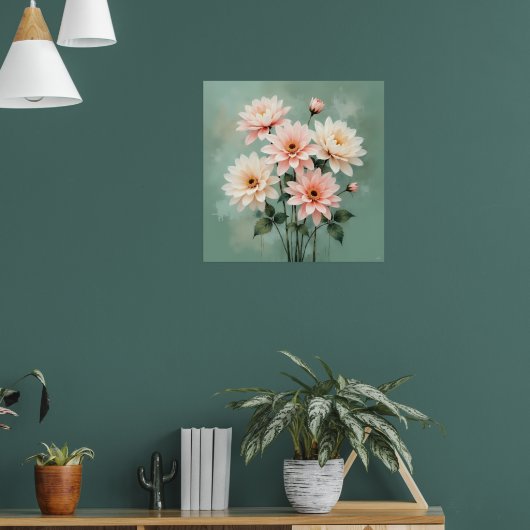 Elegant Blush Chrysanthemum Art Poster (Wohnzimmer 1)