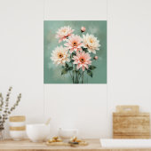 Elegant Blush Chrysanthemum Art Poster (Küche)