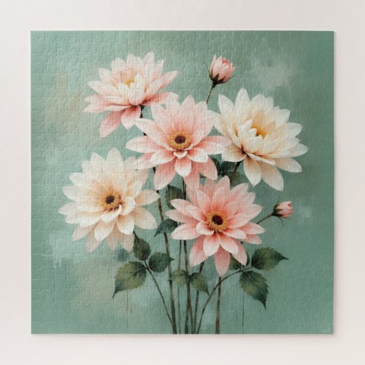 Elegant Blush Chrysanthemum Art Puzzle (Vertikal)