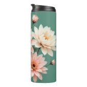 Elegant Blush Chrysanthemum Art Thermosbecher (Nach rechts gedreht)