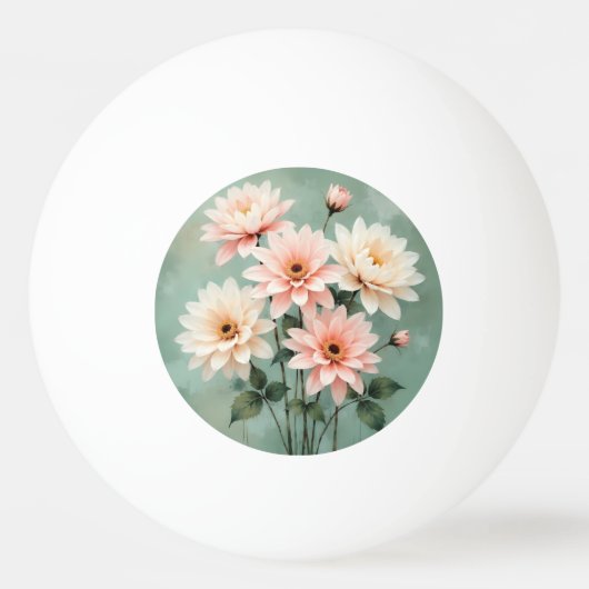 Elegant Blush Chrysanthemum Art Tischtennisball (Vorderseite)