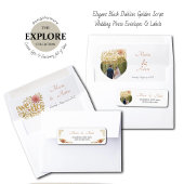 Elegant Blush Dahlias Golden Script Wedding Photo