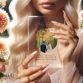 Elegant Blush Dahlias Golden Script Wedding Photo Acryleinladungen