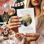 Elegant Blush Dahlias Golden Script Wedding Photo Einladung