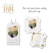 Elegant Blush Dahlias Golden Script Wedding Photo Geschenkanhänger