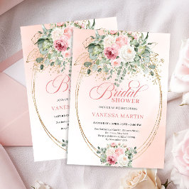 Elegant Blush Eucalyptus Bridal Shower Gold Invite Einladung