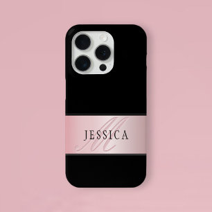 Elegant Blush Faux Roségold Name & Initial Case-Mate iPhone Hülle