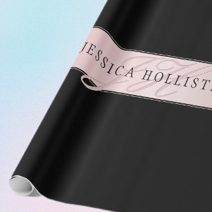 Elegant Blush Faux Roségold Name & Initialen Geschenkpapier