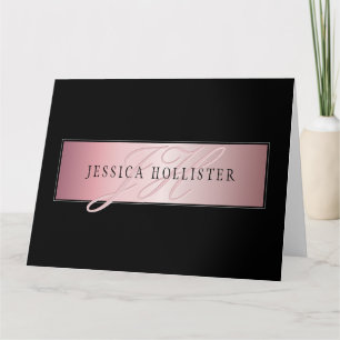 Elegant Blush Faux Roségold Name & Initialen Karte