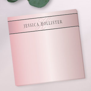 Elegant Blush Faux Roségold Name & Initialen Post-it Klebezettel