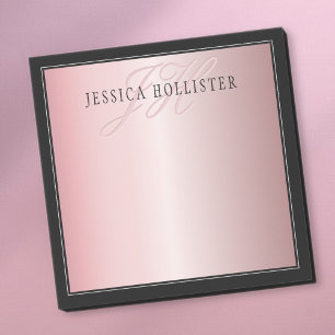 Elegant Blush Faux Roségold Name & Initialen Post-it Klebezettel