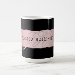 Elegant Blush Faux Roségold   Name & Initialen Verwandlungstasse