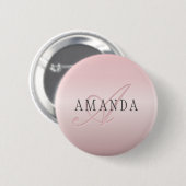 Elegant Blush Faux Roségold | Name & Monogramm Button (Vorne & Hinten)